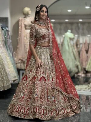 Regal Scarlet Red Bridal Lehenga