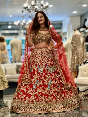 Royal Red Peacock Bridal Lehenga
