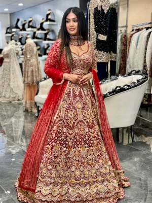 Regal Ruby Red Bridal Lehenga
