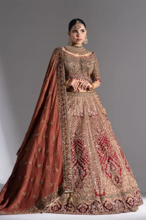 Rust Gold Bridal Lehenga