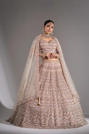 Blush Gold Sequin Embroidered Lehenga