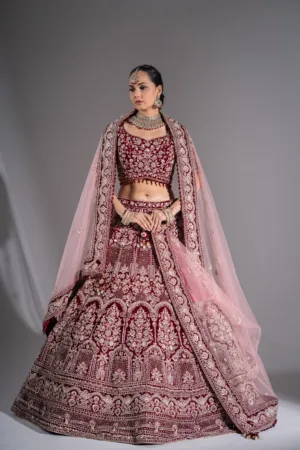 Regal Maroon and Blush Pink Lehenga