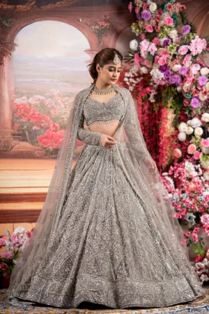 Silver Crystal Embellished Lehenga