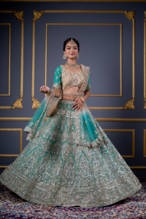 Emerald Elegance Embroidered Lehenga