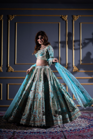 Oceanic Elegance Embroidered Lehenga