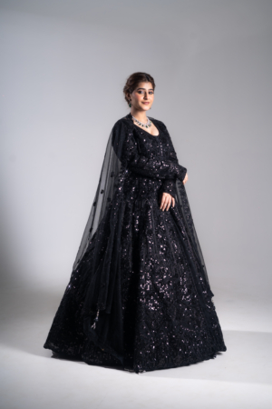 Midnight Black Sequin Embroidered Lehenga Set
