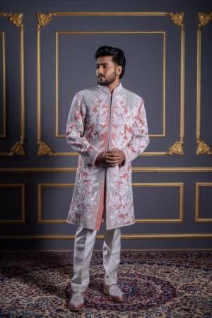Blush Pink Crystal Embellished Sherwani