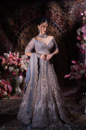 Enchanted Pastel Blue Embroidered Lehenga