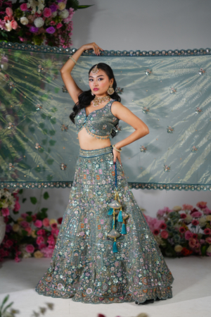 Celestial Teal Embellished Lehenga