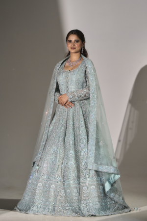 Serene Ice Blue Embroidered Dress