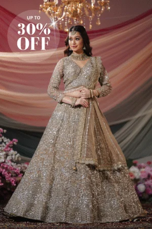 Champagne Crystal Bridal Lehenga Set
