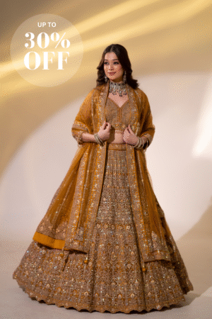 Royal Amber Gold Bridal Lehenga