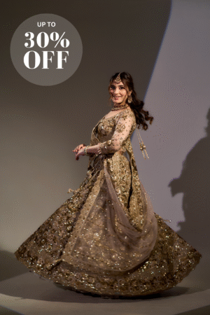 heavily embellished gold lehenga