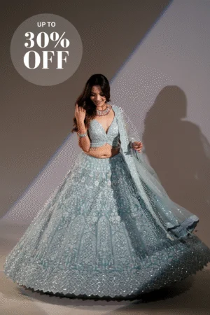 Serene Sky Blue Embroidered Lehenga