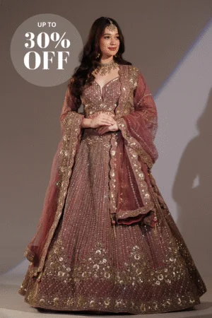Royal Rose Gold Embroidered Lehenga Set