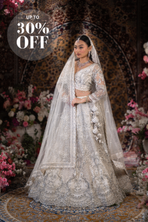 Majestic Ivory & Silver Bridal Lehenga